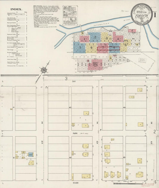 Sanborn Fire Insurance Map from Forsyth, Rosebud County, Montana (1920), Sheet #0001 - Complete Map Set gallery image, historic Sanborn map, vintage wall art, Montana Montana