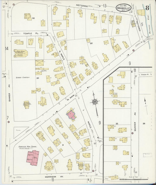 Sanborn Fire Insurance Map from Granville, Washington County, New York (1912), Sheet #0008 - Historic Sanborn Fire Insurance Map Print, vintage old map wall art, antique decor, genealogy gift, New York New York map