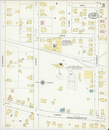 Sanborn Fire Insurance Map from Corry, Erie County, Pennsylvania (1909), Sheet #0003 - Complete Map Set gallery image, historic Sanborn map, vintage wall art, Pennsylvania Pennsylvania
