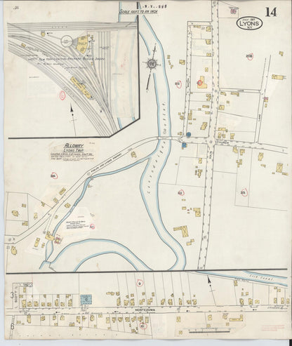Sanborn Fire Insurance Map from Lyons, Wayne County, New York (1949), Sheet #0014 - Complete Map Set gallery image, historic Sanborn map, vintage wall art, New York New York