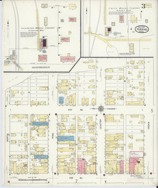 Sanborn Fire Insurance Map from Hibbing, Saint Louis County, Minnesota (1913), Sheet #0003 - Historic Sanborn Fire Insurance Map Print, vintage old map wall art, antique decor, genealogy gift, Minnesota Minnesota map