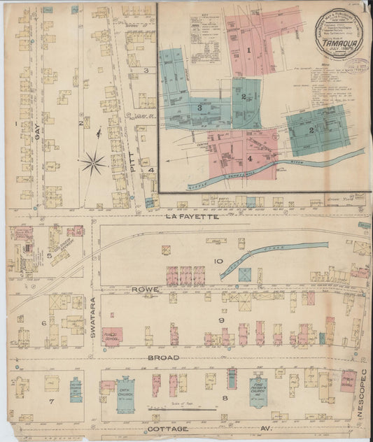 Sanborn Fire Insurance Map from Tamaqua, Schuylkill County, Pennsylvania (1885), Sheet #0001 - Historic Sanborn Fire Insurance Map Print, vintage old map wall art, antique decor, genealogy gift, Pennsylvania Pennsylvania map