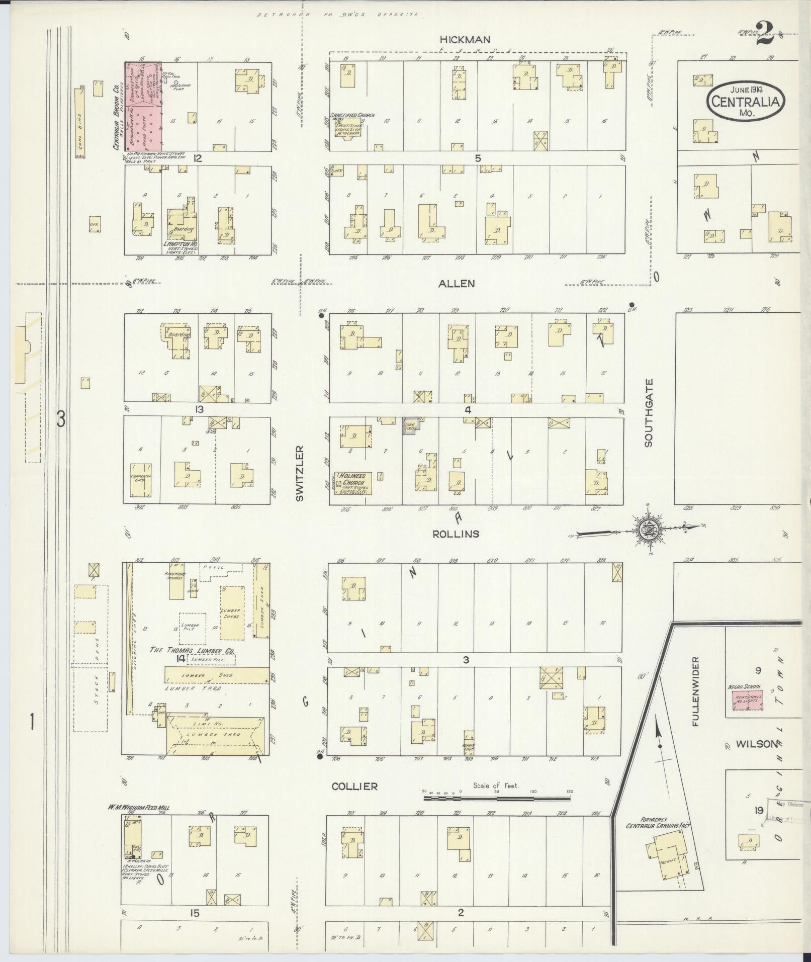Sanborn Fire Insurance Map from Centralia, Boone County, Missouri (1914), Sheet #0002 - Complete Map Set gallery image, historic Sanborn map, vintage wall art, Missouri Missouri