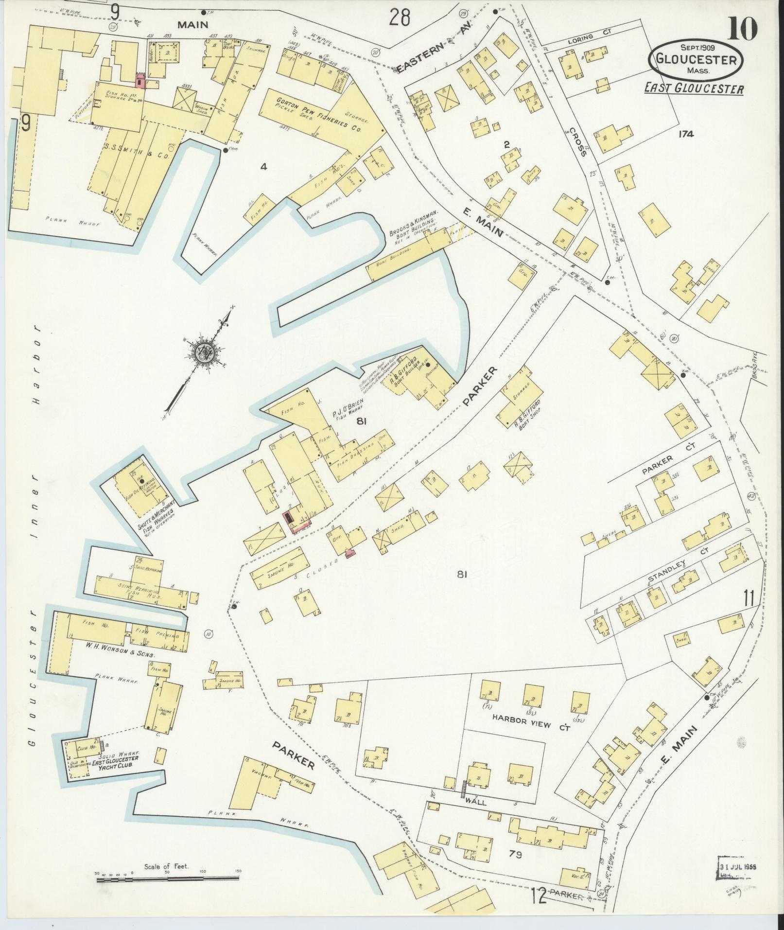 Sanborn Fire Insurance Map from Gloucester, Essex County, Massachusetts (1909), Sheet #0010 - Complete Map Set gallery image, historic Sanborn map, vintage wall art, Massachusetts Massachusetts