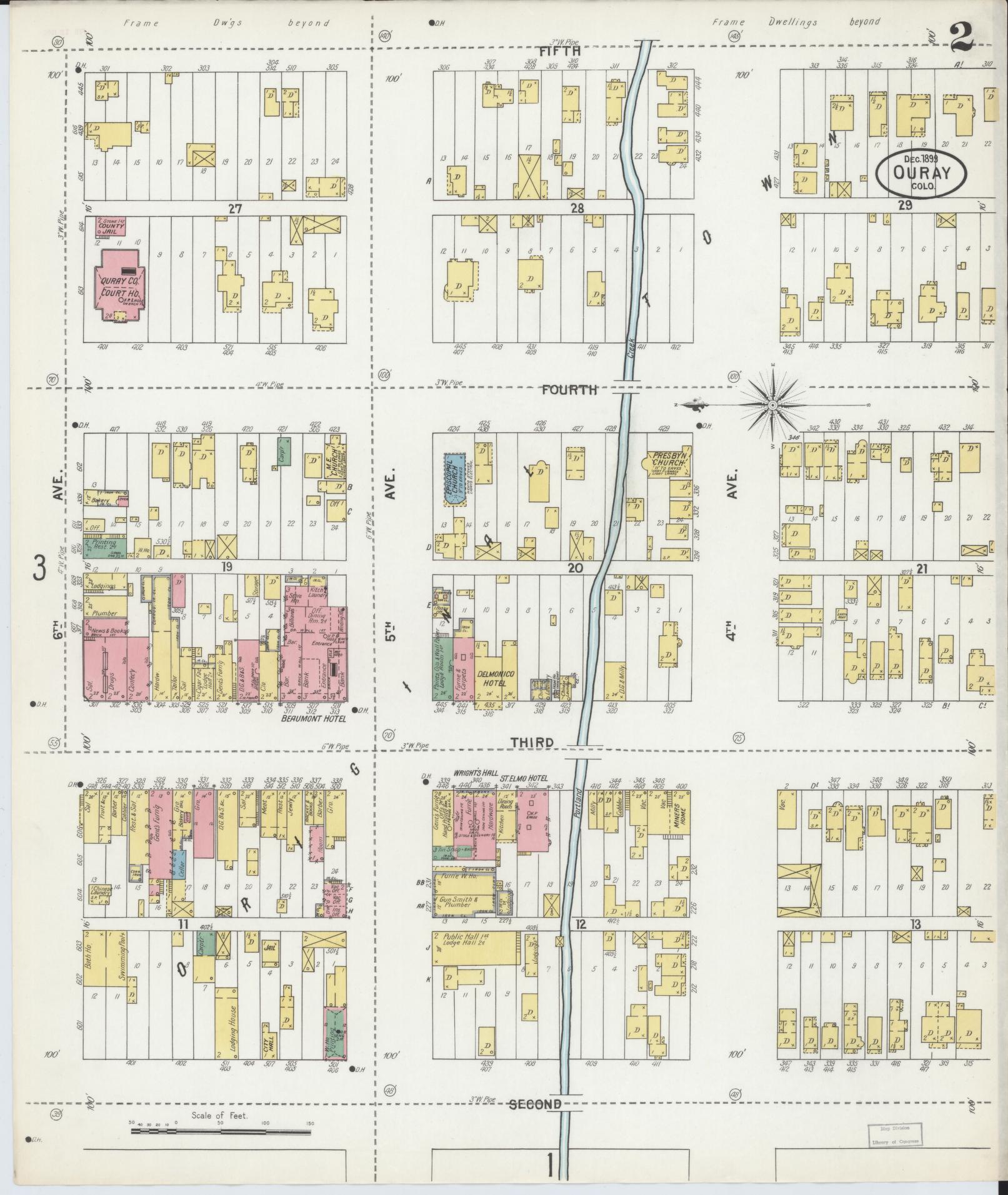 Sanborn Fire Insurance Map from Ouray, Ouray County, Colorado (1900), Sheet #0002 - Complete Map Set gallery image, historic Sanborn map, vintage wall art, Colorado Colorado