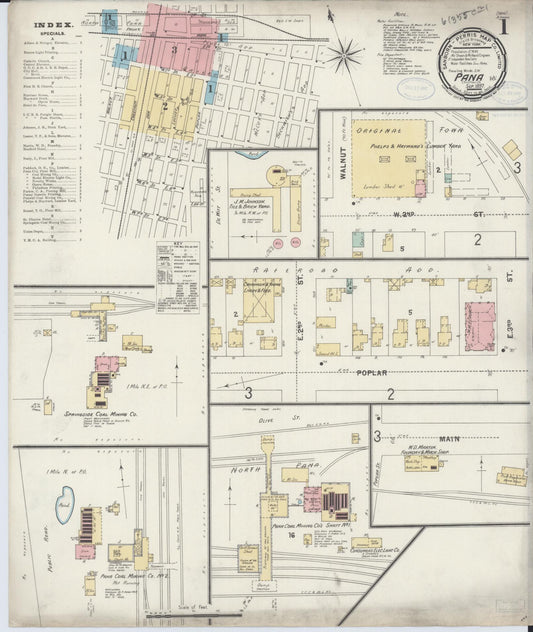 Sanborn Fire Insurance Map from Pana, Christian County, Illinois (1897), Sheet #0001 - Historic Sanborn Fire Insurance Map Print, vintage old map wall art, antique decor, genealogy gift, Illinois Illinois map