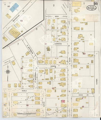 Sanborn Fire Insurance Map from Bicknell, Knox County, Indiana (1946), Sheet #0010 - Historic Sanborn Fire Insurance Map Print, vintage old map wall art, antique decor, genealogy gift, Indiana Indiana map