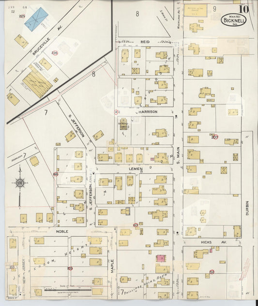 Sanborn Fire Insurance Map from Bicknell, Knox County, Indiana (1946), Sheet #0010 - Historic Sanborn Fire Insurance Map Print, vintage old map wall art, antique decor, genealogy gift, Indiana Indiana map