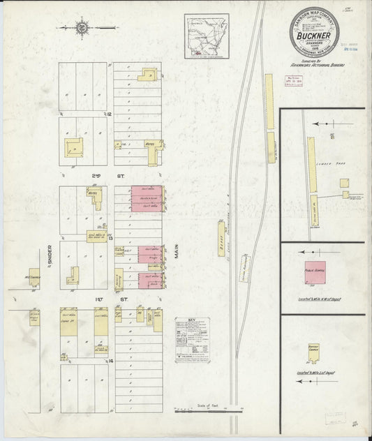 Sanborn Fire Insurance Map from Buckner, Lafayette County, Arkansas (1914), Sheet #0001 - Historic Sanborn Fire Insurance Map Print, vintage old map wall art, antique decor, genealogy gift, Arkansas Arkansas map