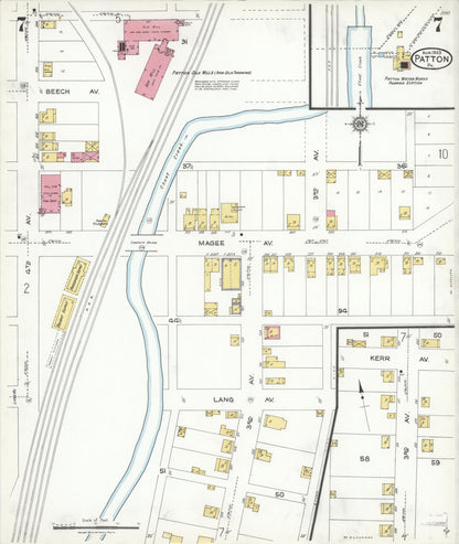 Sanborn Fire Insurance Map from Patton, Cambria County, Pennsylvania (1923), Sheet #0007 - Historic Sanborn Fire Insurance Map Print, vintage old map wall art, antique decor, genealogy gift, Pennsylvania Pennsylvania map