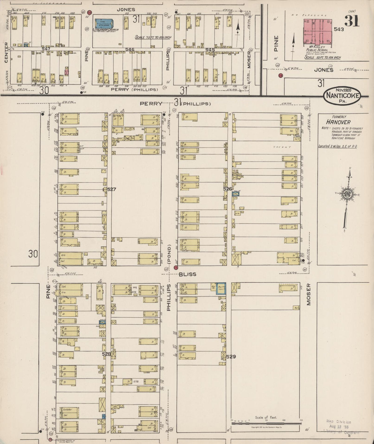 Sanborn Fire Insurance Map from Nanticoke, Luzerne County, Pennsylvania (1920), Sheet #0031 - Historic Sanborn Fire Insurance Map Print, vintage old map wall art, antique decor, genealogy gift, Pennsylvania Pennsylvania map