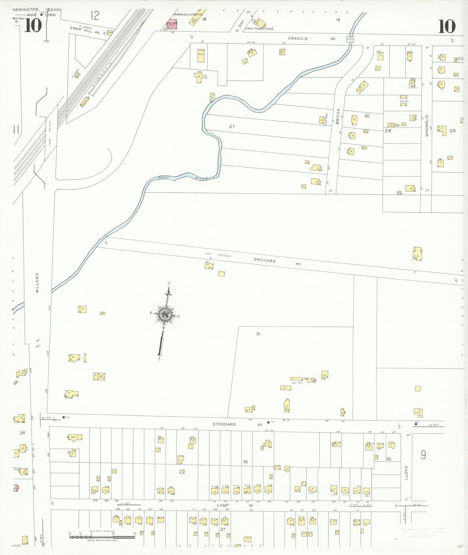 Sanborn Fire Insurance Map from Newington, Hartford County, Connecticut (1941), Sheet #0010 - Complete Map Set gallery image, historic Sanborn map, vintage wall art, Connecticut Connecticut