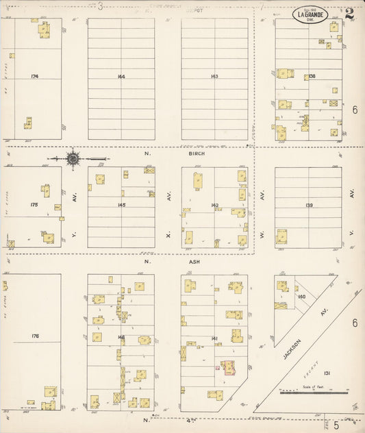 Sanborn Fire Insurance Map from La Grande, Union County, Oregon (1910), Sheet #0002 - Historic Sanborn Fire Insurance Map Print, vintage old map wall art, antique decor, genealogy gift, Oregon Oregon map