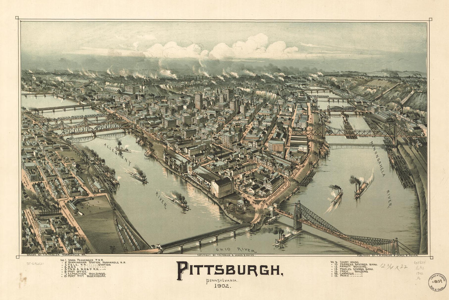Pittsburgh, Pennsylvania 1902. (1902) – Historic Bird’s-Eye View Panorama Print
