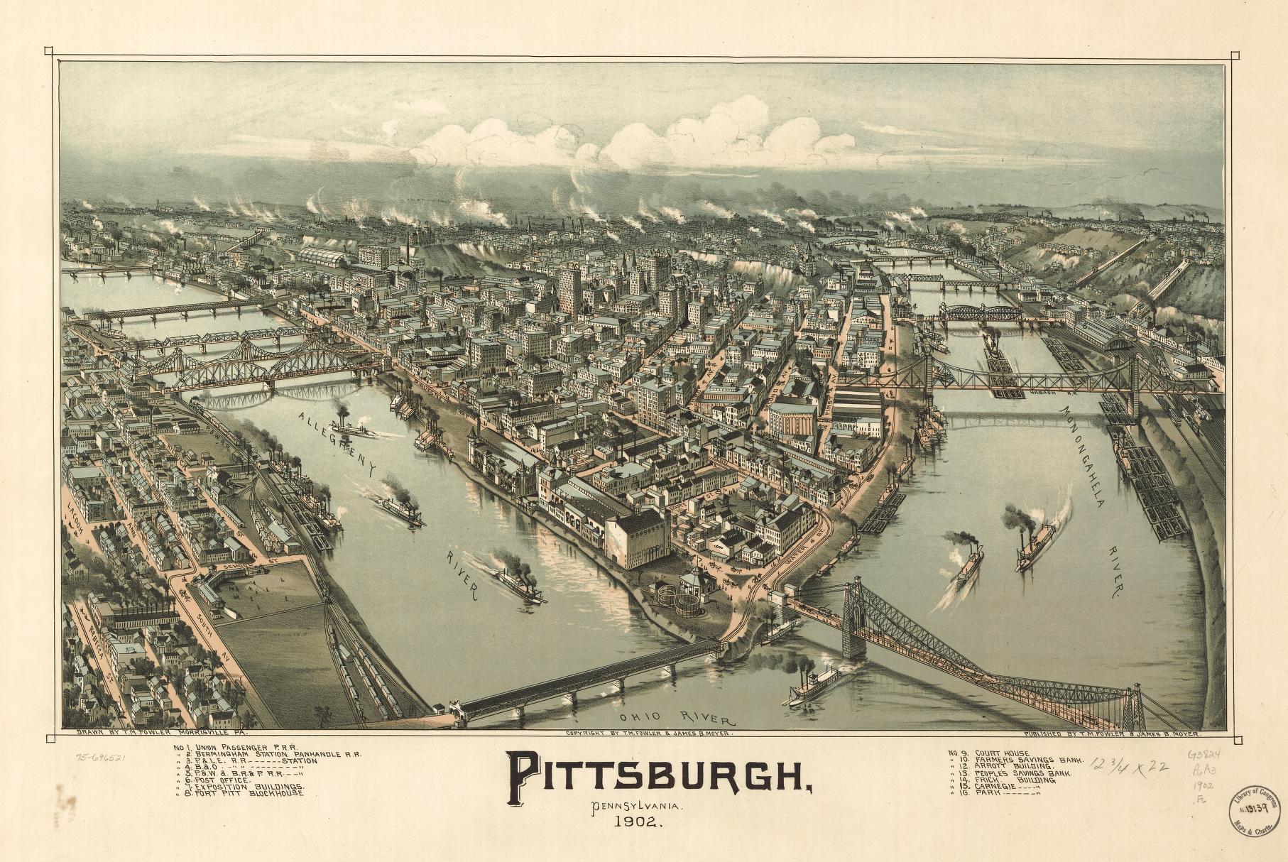 Pittsburgh, Pennsylvania 1902. (1902) – Historic Bird’s-Eye View Panorama Print