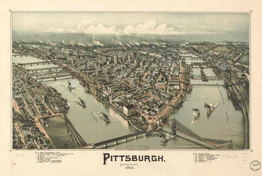 Pittsburgh, Pennsylvania 1902. (1902) – Historic Bird’s-Eye View Panorama Print