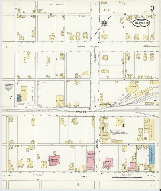 Sanborn Fire Insurance Map from Hughesville, Lycoming County, Pennsylvania (1912), Sheet #0003 - Historic Sanborn Fire Insurance Map Print, vintage old map wall art, antique decor, genealogy gift, Pennsylvania Pennsylvania map