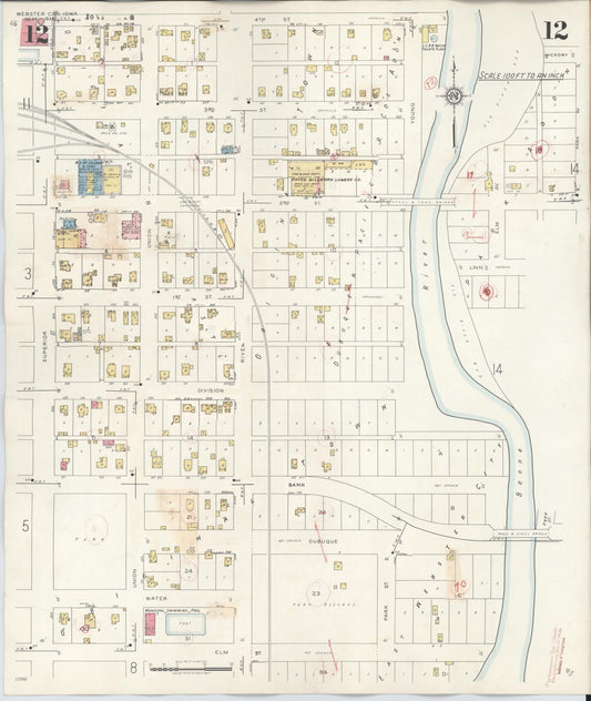 Sanborn Fire Insurance Map from Webster City, Hamilton County, Iowa (1950), Sheet #0012 - Historic Sanborn Fire Insurance Map Print, vintage old map wall art
