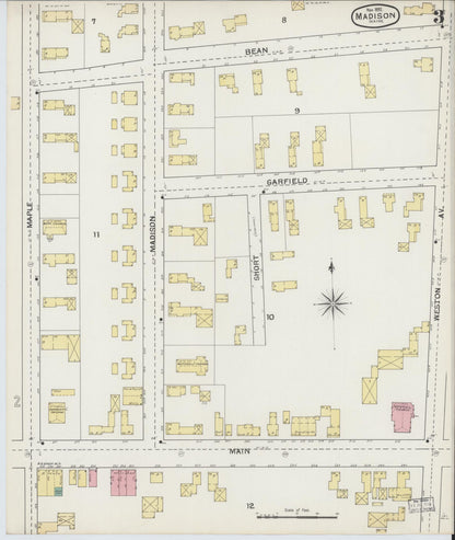 Sanborn Fire Insurance Map from Madison, Somerset County, Maine (1892), Sheet #0003 - Complete Map Set gallery image, historic Sanborn map, vintage wall art, Maine Maine