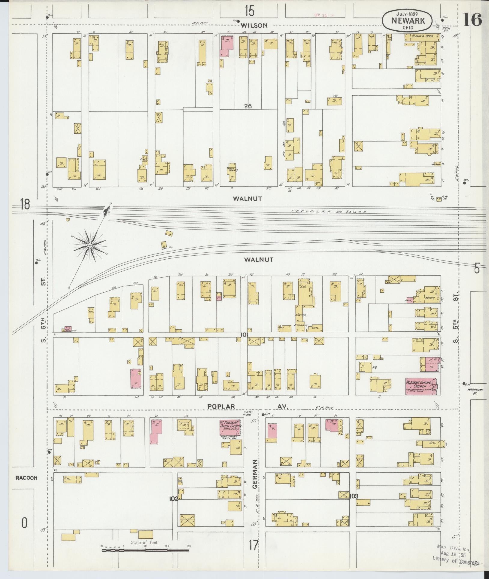 Sanborn Fire Insurance Map from Newark, Licking County, Ohio (1899), Sheet #0016 - Complete Map Set gallery image, historic Sanborn map, vintage wall art, Ohio Ohio