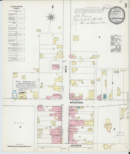 Sanborn Fire Insurance Map from Lawrenceburg, Anderson County, Kentucky (1891), Sheet #0001 - Complete Map Set gallery image, historic Sanborn map, vintage wall art, Kentucky Kentucky