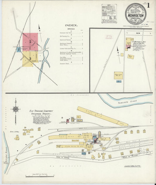 Sanborn Fire Insurance Map from Monroeton, Bradford County, Pennsylvania (1911), Sheet #0001 - Complete Map Set gallery image, historic Sanborn map, vintage wall art, Pennsylvania Pennsylvania