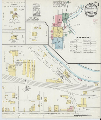 Sanborn Fire Insurance Map from Hummelstown, Dauphin County, Pennsylvania (1895), Sheet #0001 - Complete Map Set gallery image, historic Sanborn map, vintage wall art, Pennsylvania Pennsylvania