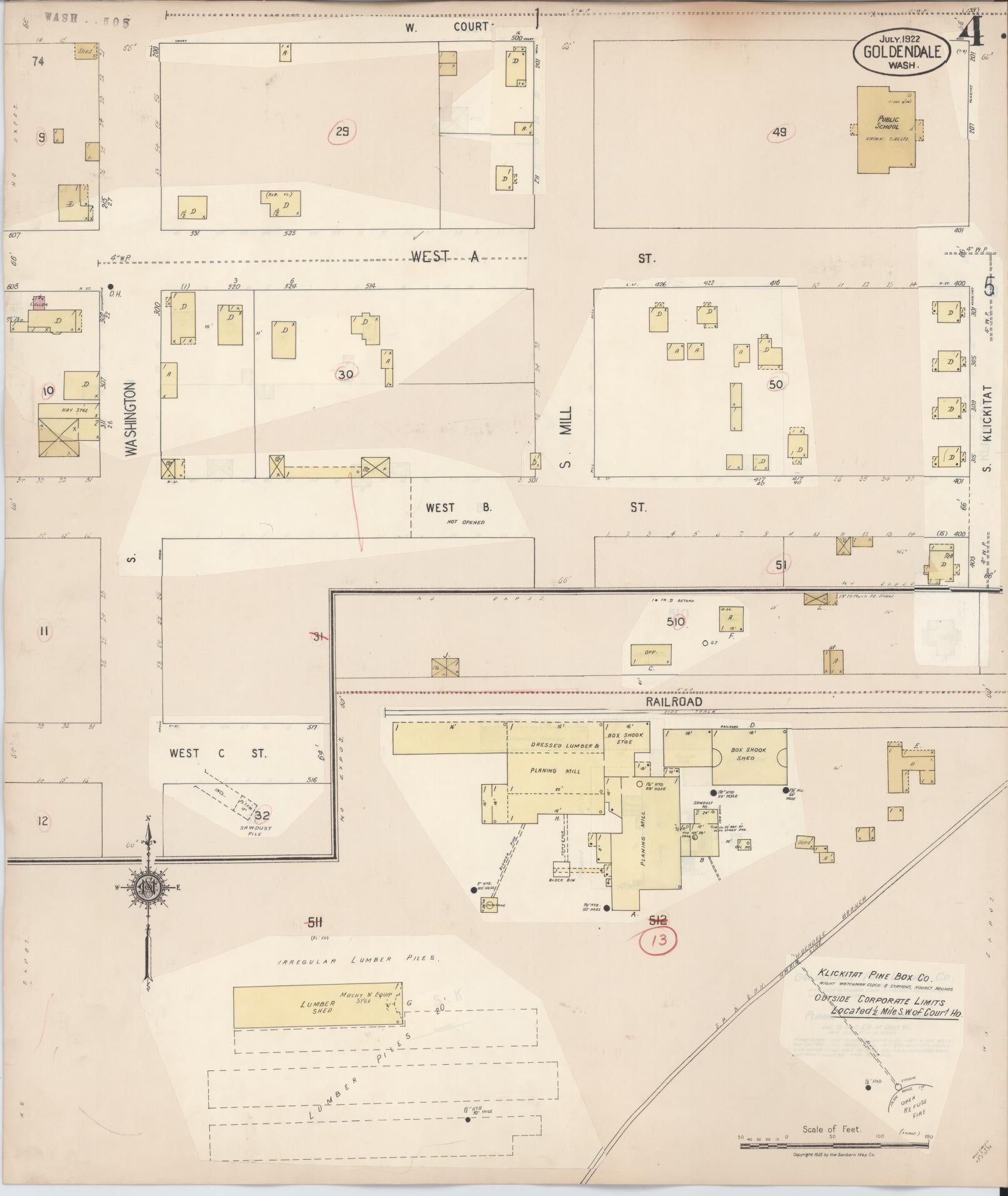 Sanborn Fire Insurance Map from Goldendale, Klickitat County, Washington (1941), Sheet #0004 - Complete Map Set gallery image, historic Sanborn map, vintage wall art, Washington Washington