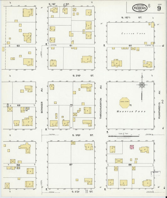 Sanborn Fire Insurance Map from Kerens, Navarro County, Texas (1921), Sheet #0009 - Historic Sanborn Fire Insurance Map Print, vintage old map wall art, antique decor, genealogy gift, Texas Texas map