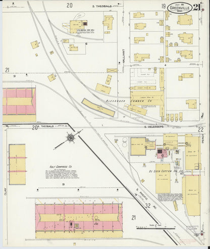Sanborn Fire Insurance Map from Greenville, Washington County, Mississippi (1911), Sheet #0021 - Complete Map Set gallery image, historic Sanborn map, vintage wall art, Mississippi Mississippi