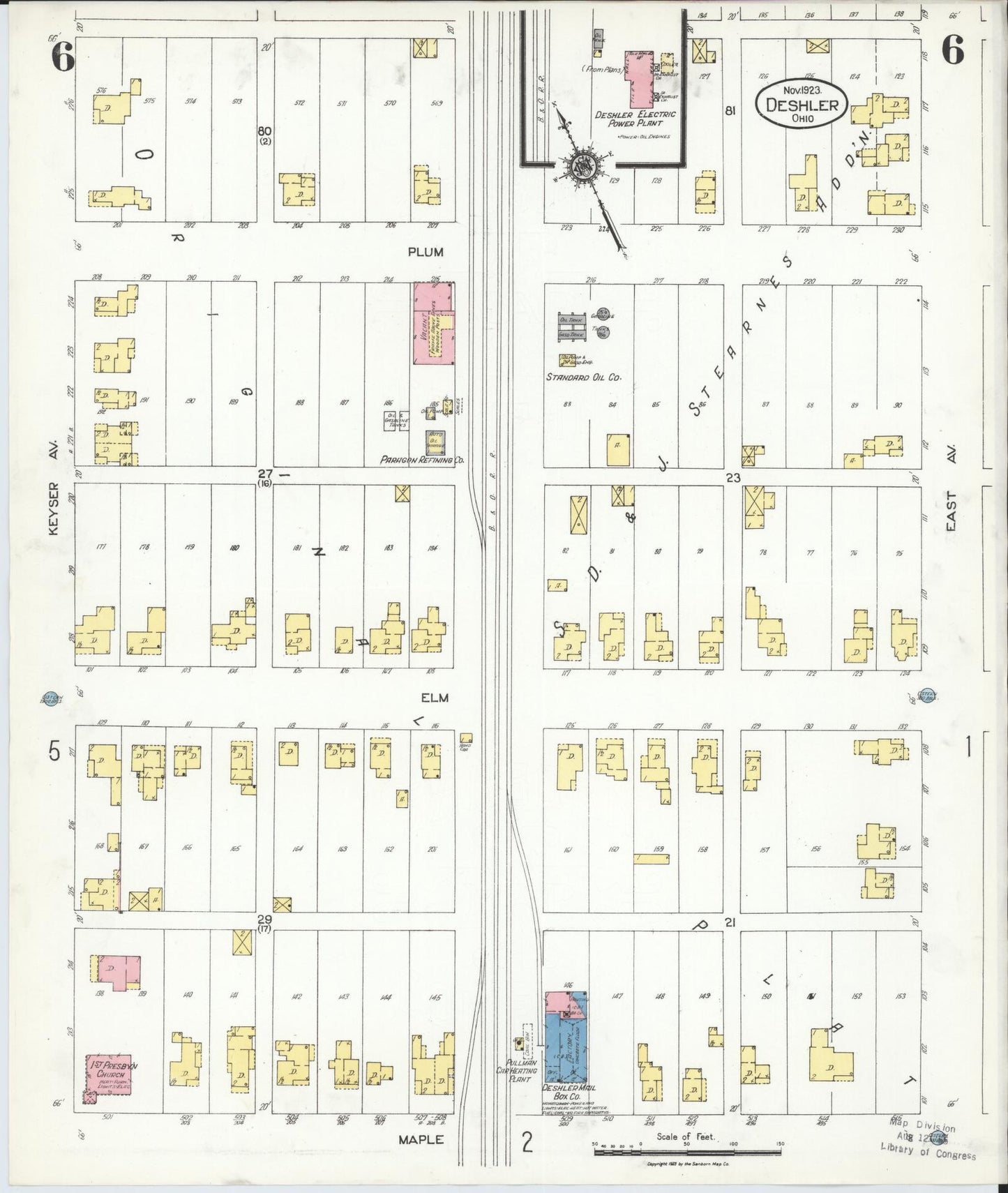 Sanborn Fire Insurance Map from Deshler, Henry County, Ohio (1923), Sheet #0006 - Historic Sanborn Fire Insurance Map Print, vintage old map wall art, antique decor, genealogy gift, Ohio Ohio map