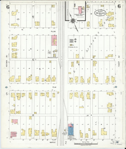 Sanborn Fire Insurance Map from Deshler, Henry County, Ohio (1923), Sheet #0006 - Historic Sanborn Fire Insurance Map Print, vintage old map wall art, antique decor, genealogy gift, Ohio Ohio map