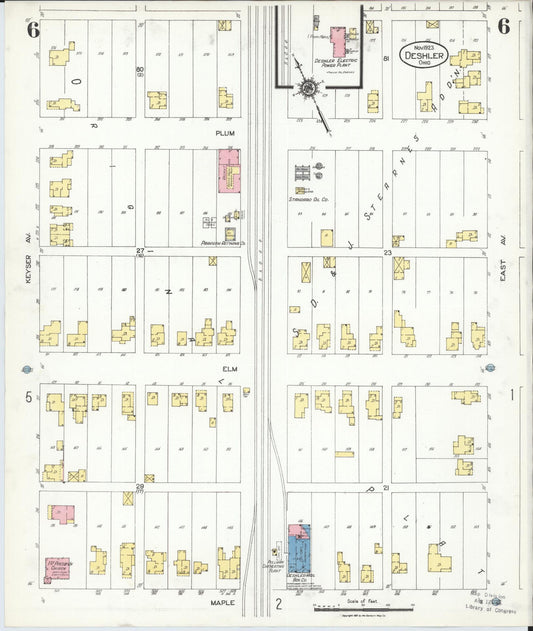 Sanborn Fire Insurance Map from Deshler, Henry County, Ohio (1923), Sheet #0006 - Historic Sanborn Fire Insurance Map Print, vintage old map wall art, antique decor, genealogy gift, Ohio Ohio map