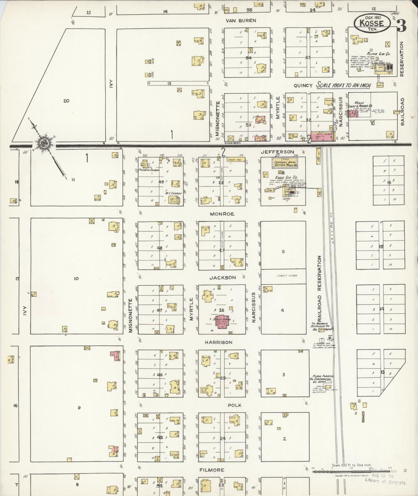Sanborn Fire Insurance Map from Kosse, Limestone County, Texas (1921), Sheet #0003 - Historic Sanborn Fire Insurance Map Print, vintage old map wall art, antique decor, genealogy gift, Texas Texas map