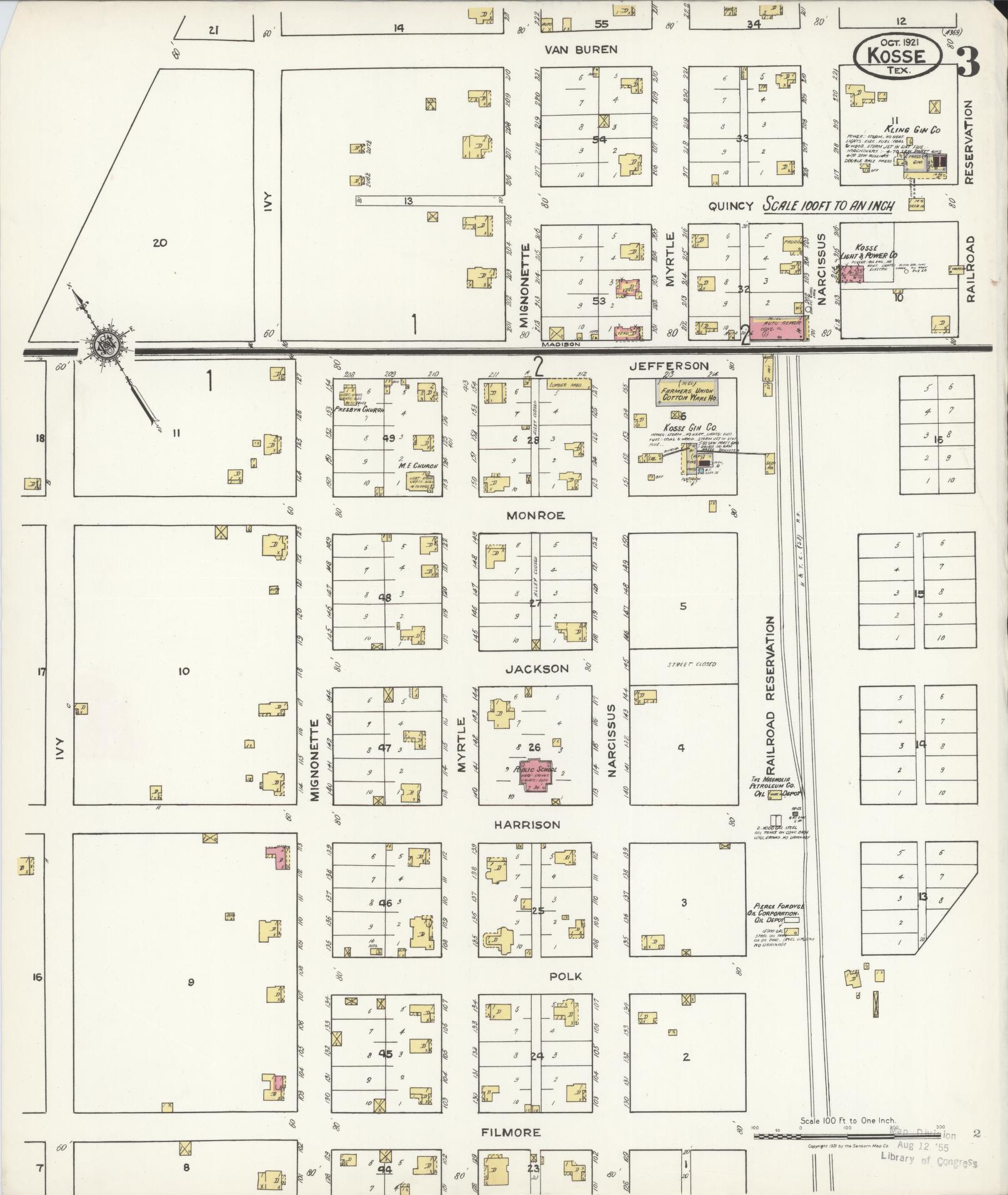 Sanborn Fire Insurance Map from Kosse, Limestone County, Texas (1921), Sheet #0003 - Historic Sanborn Fire Insurance Map Print, vintage old map wall art, antique decor, genealogy gift, Texas Texas map