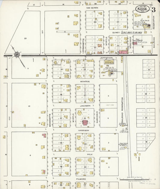 Sanborn Fire Insurance Map from Kosse, Limestone County, Texas (1921), Sheet #0003 - Historic Sanborn Fire Insurance Map Print, vintage old map wall art, antique decor, genealogy gift, Texas Texas map