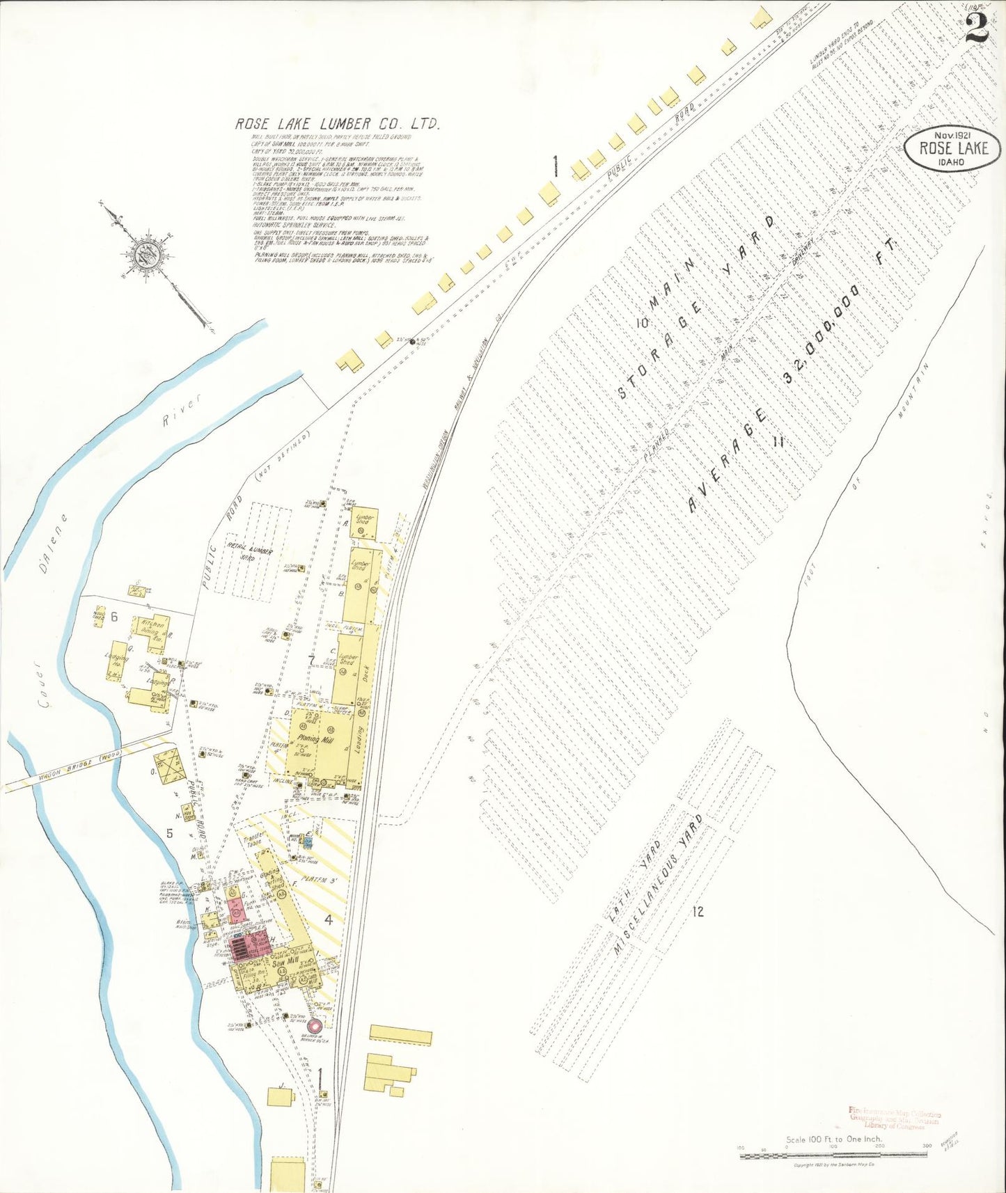Sanborn Fire Insurance Map from Rose Lake, Kootenai County, Idaho (1921), Sheet #0002 - Complete Map Set gallery image, historic Sanborn map, vintage wall art, Idaho Idaho