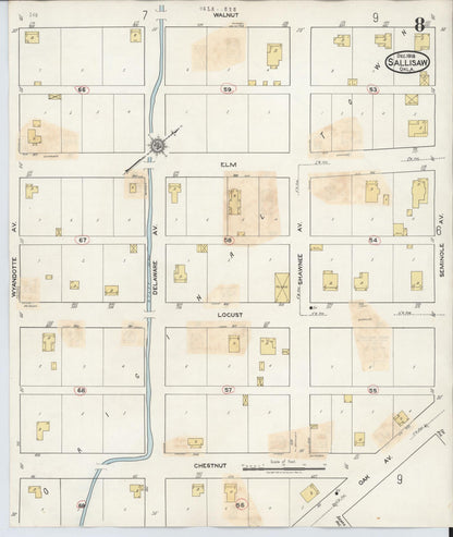 Sanborn Fire Insurance Map from Sallisaw, Sequoyah County, Oklahoma (1933), Sheet #0008 - Complete Map Set gallery image, historic Sanborn map, vintage wall art, Oklahoma Oklahoma