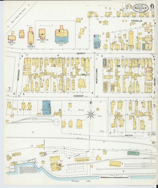 Sanborn Fire Insurance Map from Houghton, Houghton County, Michigan (1900), Sheet #0006 - Historic Sanborn Fire Insurance Map Print, vintage old map wall art, antique decor, genealogy gift, Michigan Michigan map