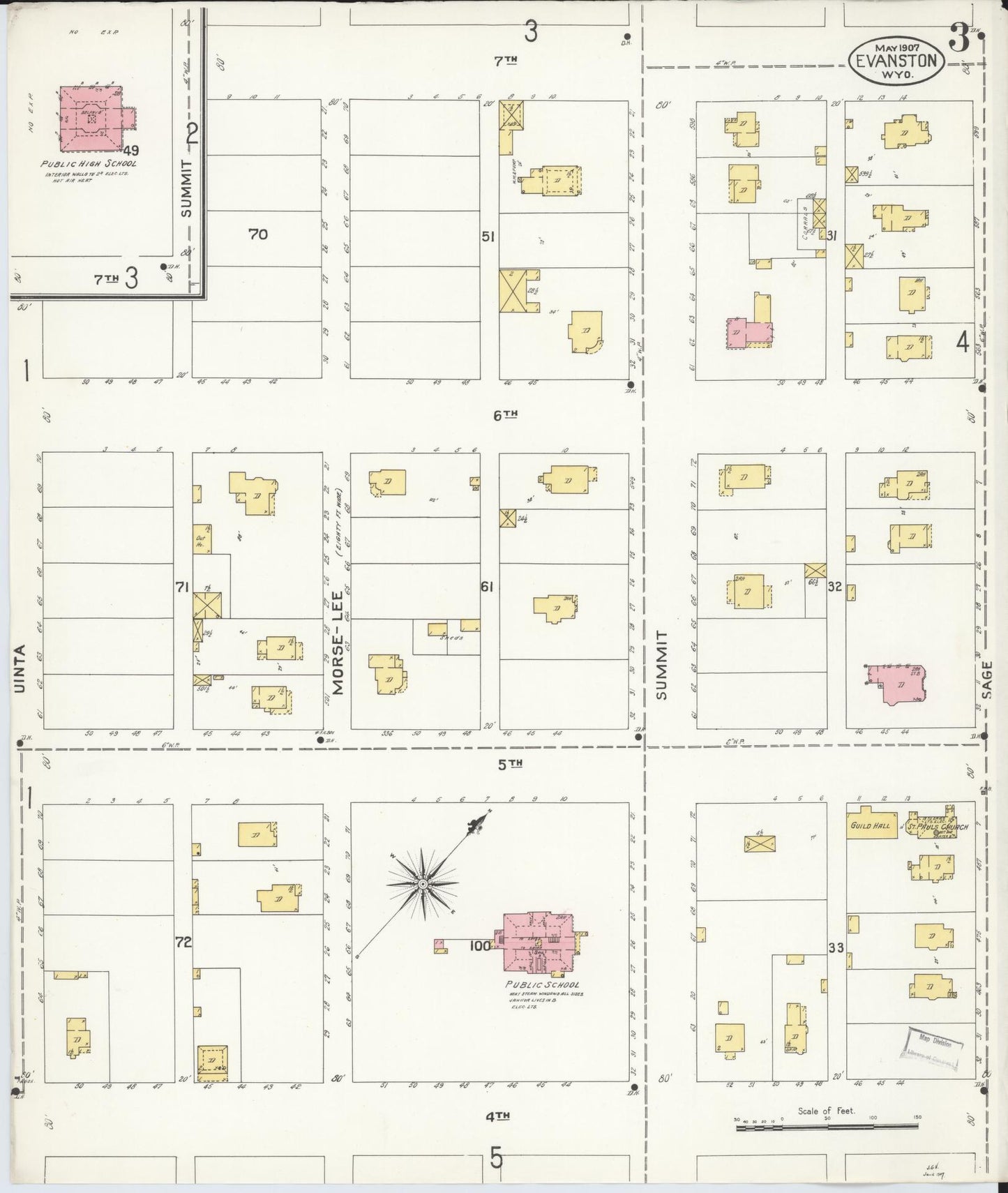 Sanborn Fire Insurance Map from Evanston, Uinta County, Wyoming (1907), Sheet #0003 - Complete Map Set gallery image, historic Sanborn map, vintage wall art, Wyoming Wyoming