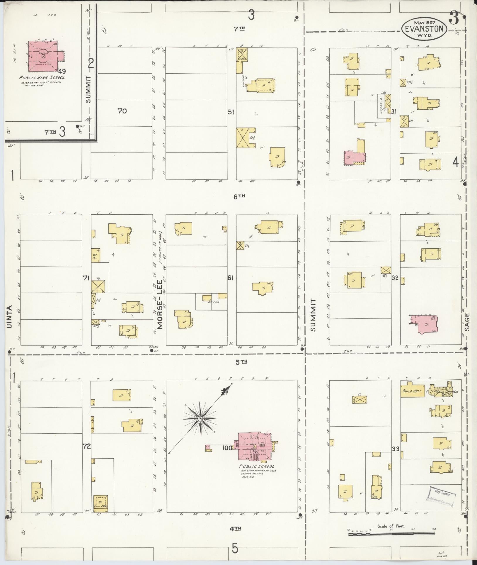 Sanborn Fire Insurance Map from Evanston, Uinta County, Wyoming (1907), Sheet #0003 - Complete Map Set gallery image, historic Sanborn map, vintage wall art, Wyoming Wyoming