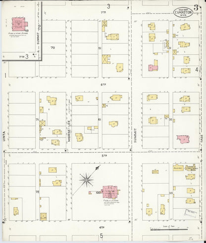Sanborn Fire Insurance Map from Evanston, Uinta County, Wyoming (1907), Sheet #0003 - Complete Map Set gallery image, historic Sanborn map, vintage wall art, Wyoming Wyoming