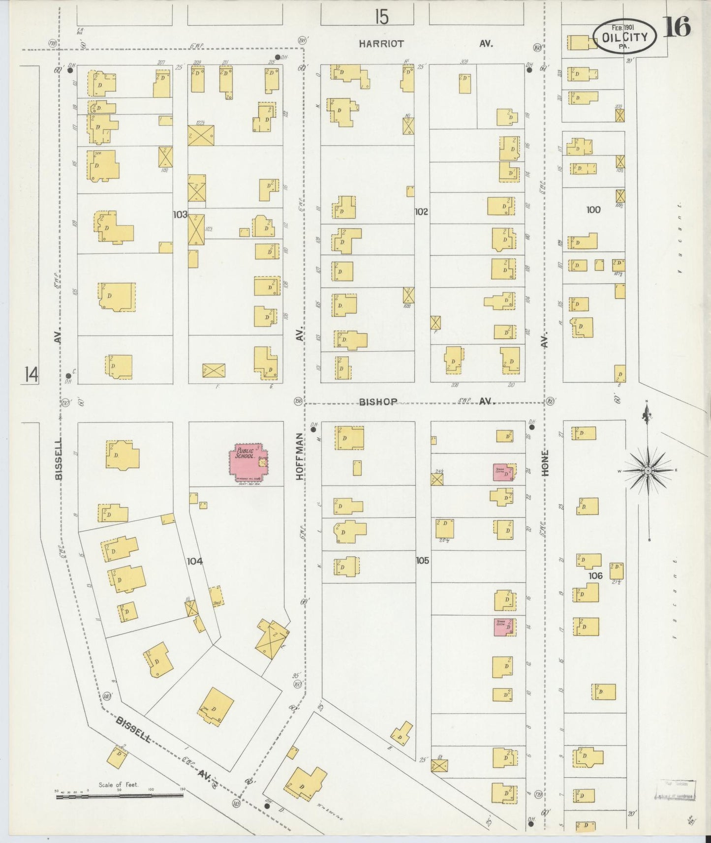 Sanborn Fire Insurance Map from Oil City, Venango County, Pennsylvania (1901), Sheet #0016 - Complete Map Set gallery image, historic Sanborn map, vintage wall art, Pennsylvania Pennsylvania
