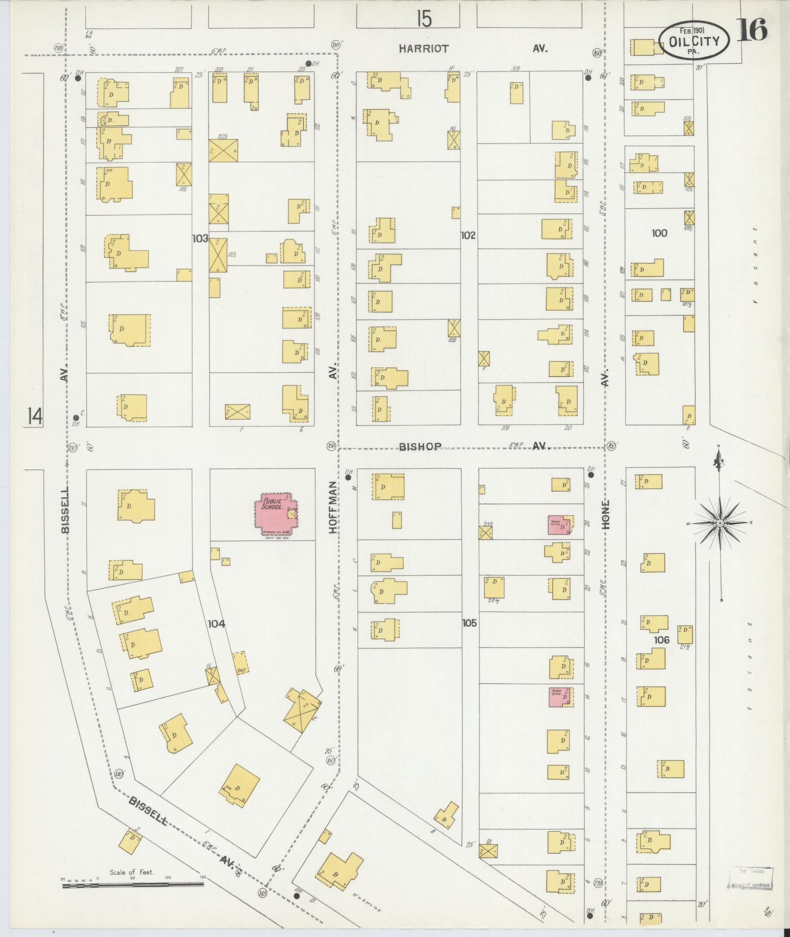 Sanborn Fire Insurance Map from Oil City, Venango County, Pennsylvania (1901), Sheet #0016 - Complete Map Set gallery image, historic Sanborn map, vintage wall art, Pennsylvania Pennsylvania