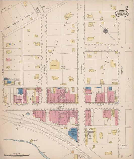 Sanborn Fire Insurance Map from Ash Grove, Greene County, Missouri (1921), Sheet #0002 - Historic Sanborn Fire Insurance Map Print, vintage old map wall art, antique decor, genealogy gift, Missouri Missouri map