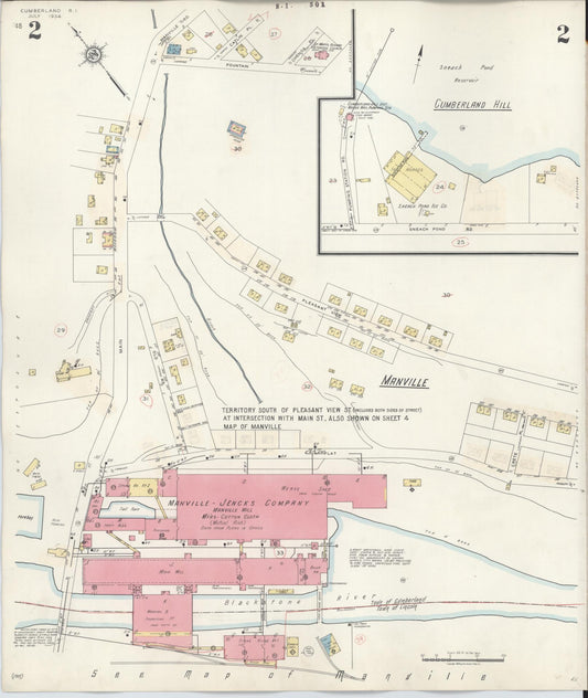 Sanborn Fire Insurance Map from Cumberland, Providence County, Rhode Island (1941), Sheet #0002 - Historic Sanborn Fire Insurance Map Print, vintage old map wall art, antique decor, genealogy gift, Rhode Island Rhode Island map