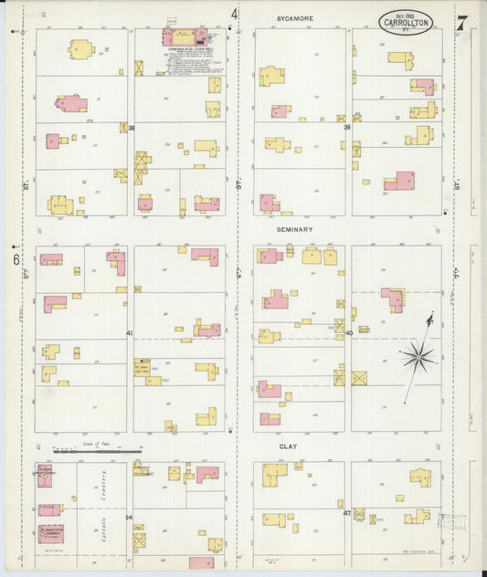 Sanborn Fire Insurance Map from Carrollton, Carroll County, Kentucky (1903), Sheet #0007 - Historic Sanborn Fire Insurance Map Print, vintage old map wall art, antique decor, genealogy gift, Kentucky Kentucky map