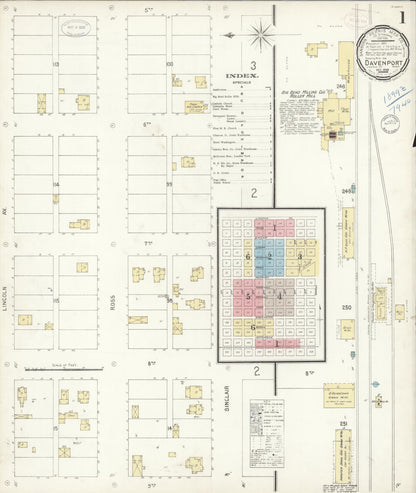 Sanborn Fire Insurance Map from Davenport, Lincoln County, Washington (1898), Sheet #0001 - Complete Map Set gallery image, historic Sanborn map, vintage wall art, Washington Washington