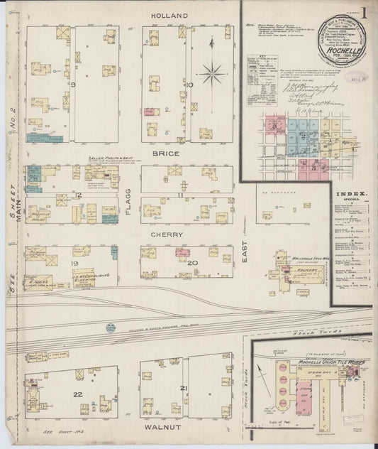 Sanborn Fire Insurance Map from Rochelle, Ogle County, Illinois (1886), Sheet #0001 - Historic Sanborn Fire Insurance Map Print, vintage old map wall art, antique decor, genealogy gift, Illinois Illinois map