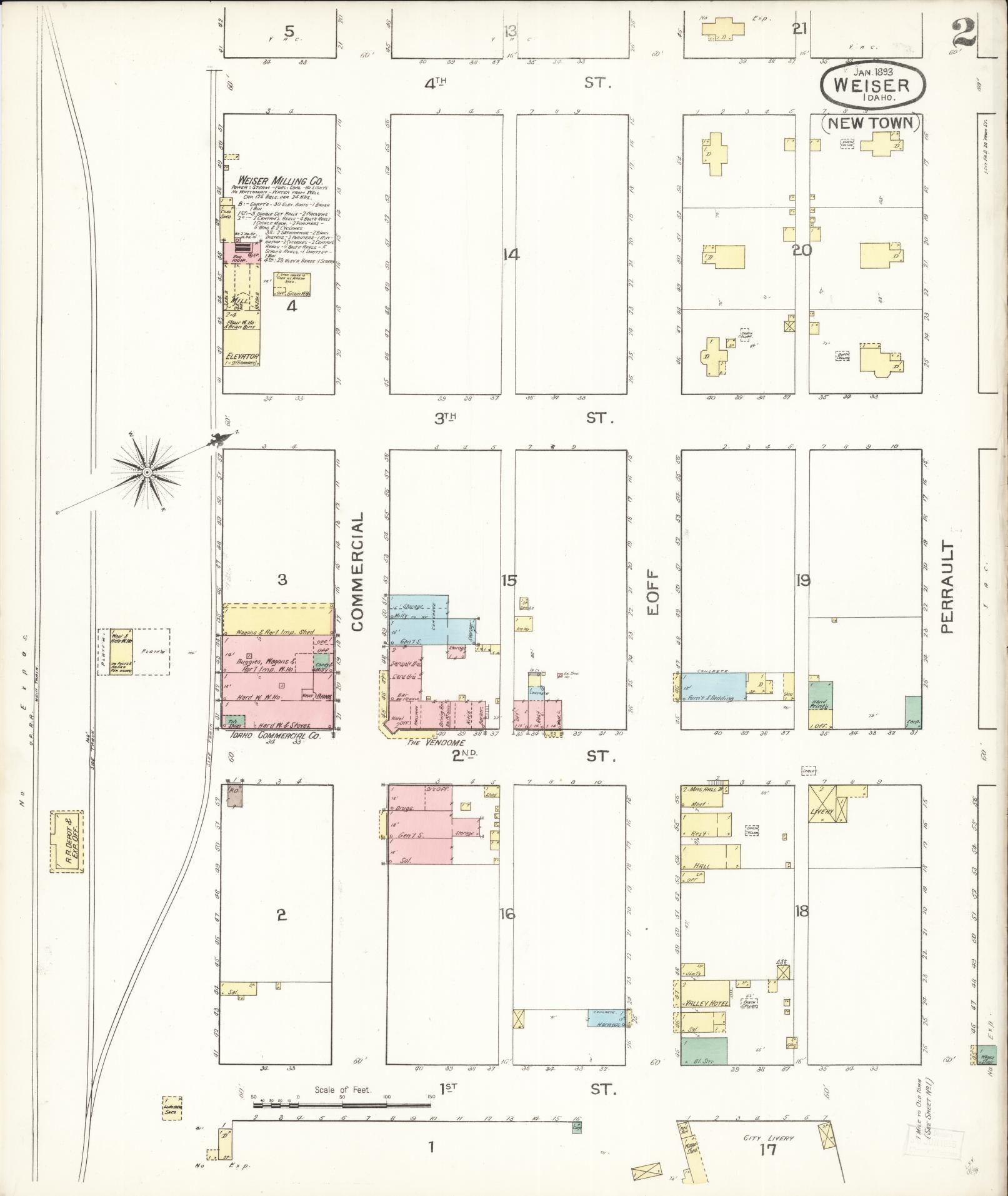 Sanborn Fire Insurance Map from Weiser, Washington County, Idaho (1893), Sheet #0002 - Historic Sanborn Fire Insurance Map Print, vintage old map wall art, antique decor, genealogy gift, Idaho Idaho map